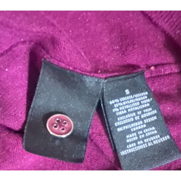 Nicole Miller Metallic Plum Berry Cardigan Sweater Size Small - Picture 9 of 14